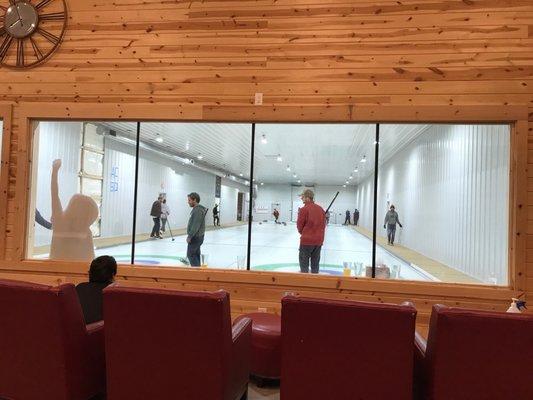 Curling rink adjacent to the "warming room" (it's not very warm).