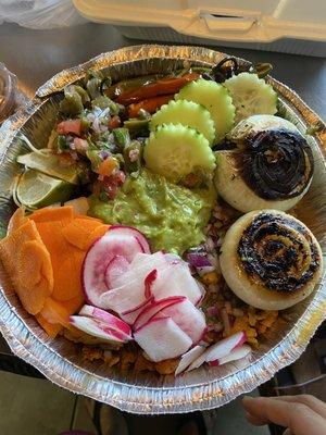 Burrito Bowl after I jazzed it up with the salsa bar!