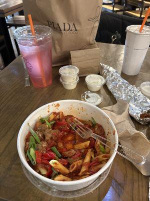 Marinara bowl with Parmesan roasted sweet peppers and Italian sausage