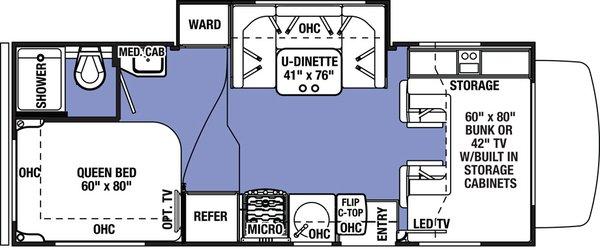 Available Mid-July we will have a Brand New 24ft motorhome. Above is the layout.