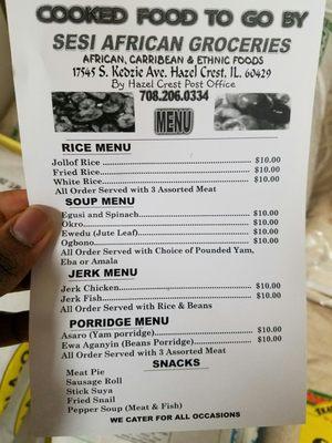 Menu items