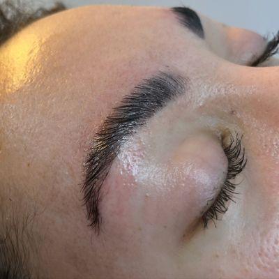 Brow lamination with tint + wax