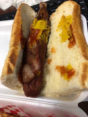 Bacon wrapped hot dog