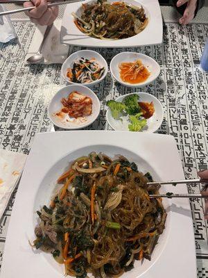 Japchae with side dishes