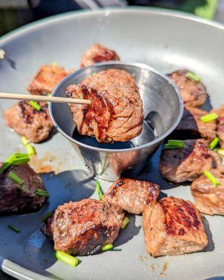 Steak bites with soy dipping sauce