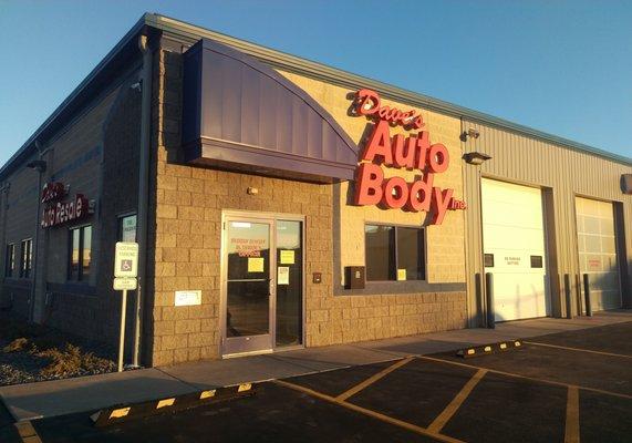 Dave's Auto Body in the early morning light. We open at 6:30AM 5 days a week.