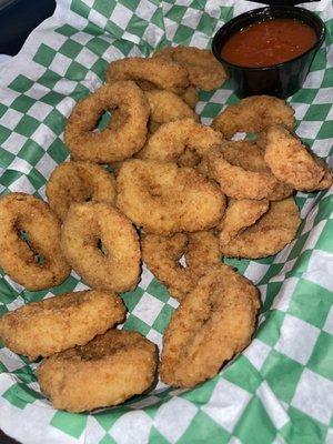 Fried calamari fried hard! They were good.