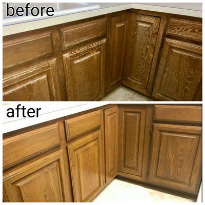 Water damage under the sink can be severe. We can restore the cabinet to look like new again, and give it a five year warranty.