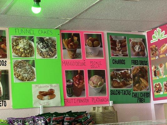 Menu - Funnel Cakes, Churros, Mango Deluxe, and so much more!