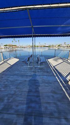 Lots of seating around the lake