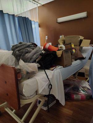 How they put my belongings when they moved me to a new room while in the Emergency Room.