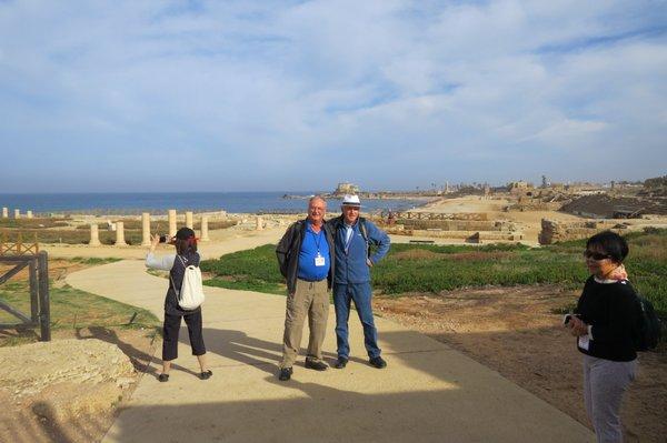 Owner, Larry Schallock with the fabulous site guide for the Holy Land, Ze'Ev.