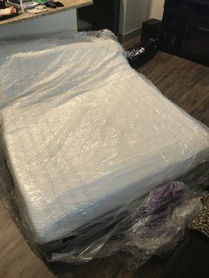 This is how my Purple Mattress was left in my living room. White Glove Service at its best!