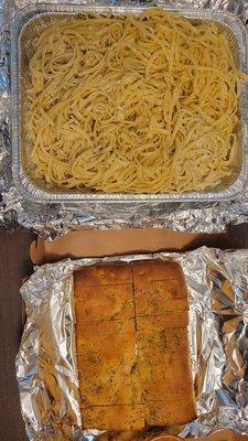 Half tray catering order of Linguine Alfredo with Focaccia on the house