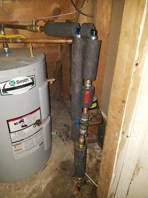 This is an electric hot water heater that was put in underneath of stairs.