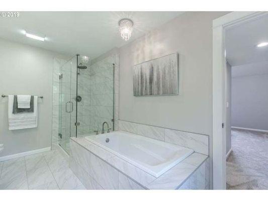 Tub surround with shower plus floor