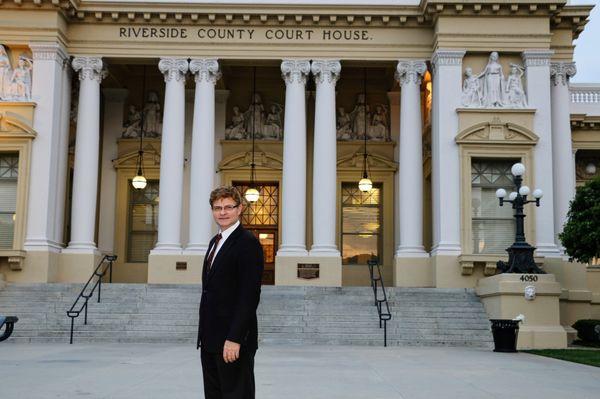 Attorney Shaffer Cormell at the Historic Riverside County Courthouse