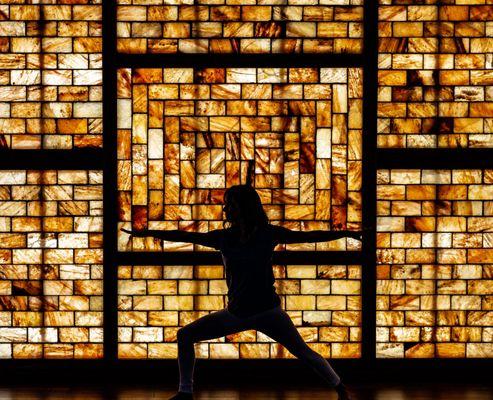 Yoga on Anna Maria Island in our salt wall studio at Aluna Wellness Center & Spa