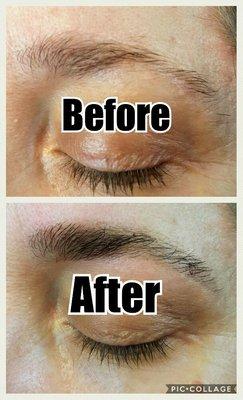 Eyebrows Before and after threading and tinting