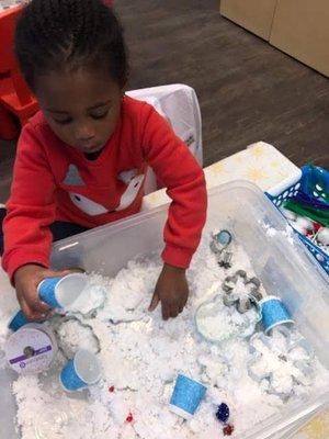 Learning about Ice and Snow during STEAM lesson.