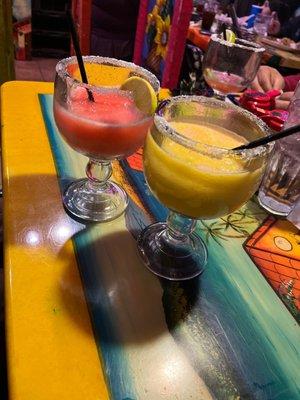 Strawberry and mango frozen margaritas