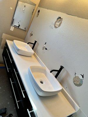 Faucet and sink installation