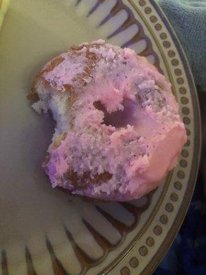 Strawberry iced donut.