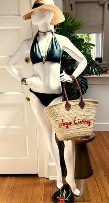 Come get the look! Bikini, bag, hat, Jewlery & sandal can only be found at our JOGO LIVING store!