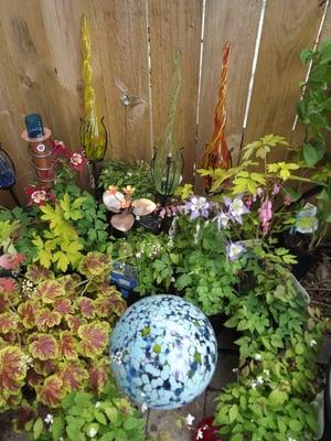 Beautiful Perennials & Annuals with Gazing Balls and Solar Light Wands