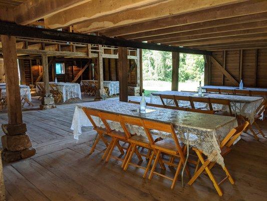 Main level of rustic event barn