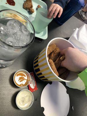 Daddy Bucket- not great pic, but good deal to share & our little one loved it. Comes w/ranch & choice sauce (we got Carolina gold)