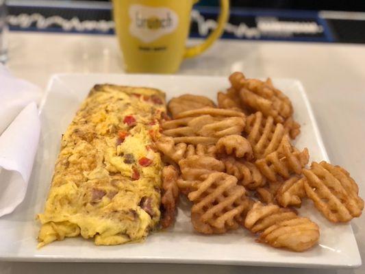 Denver omelette with waffle fries.