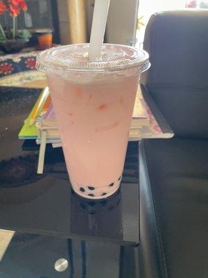 Strawberry boba tea