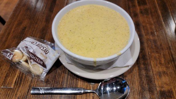 Cheesy broccoli cauliflower soup