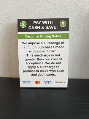 Heads up, the service area started charging a fee if you use a credit card. No additional fees if you use a debit or cash