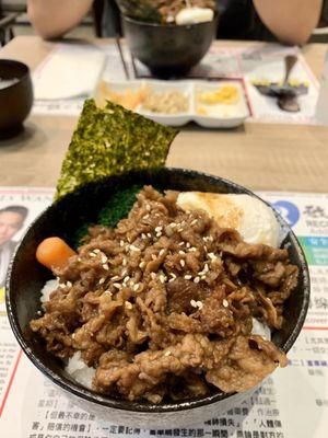 Small Grilled Meat Bowl with Poach Egg