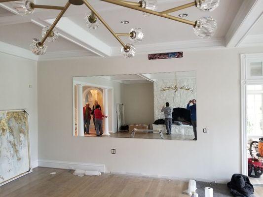 Custom mirror 6 ft by 10 ft for living room wall