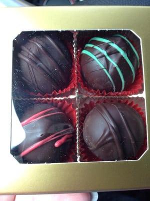 Yummy dark chocolate truffles and chocolate coffee