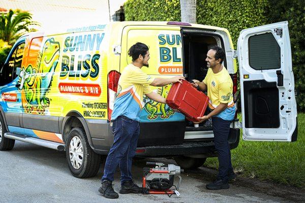 Team members passing on tools