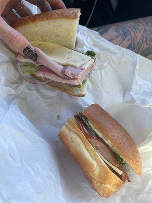 Ham and pepperjack sandwich.