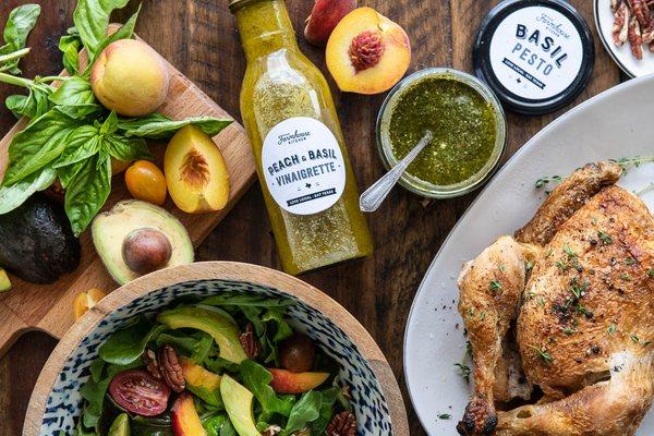 Fresh wholesome ingredients, including in-house sauces, dressings, and more made from imperfect produce to help reduce food waste.