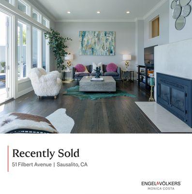 Sold in Sausalito, CA  
Seller Representation: Monica Costa, Realtor Engel & Völkers