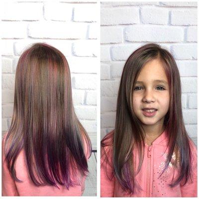 Rainbow hair for this little cutie.