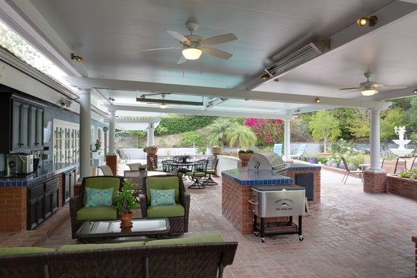 Insulated destination patio cover with Fans, Lights, and Heaters