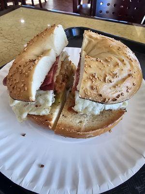 Egg white, avocado, hashbrown, turkey bacon.