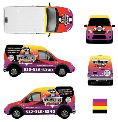 Van wrap design for KJ Mobile Details