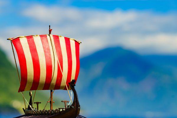 Wooden Viking Model Ship.