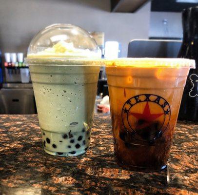 Green Tea, Thai Bubble Tea Variety with Boba