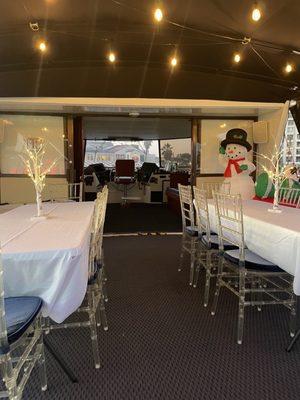 Holiday dining area on a yacht