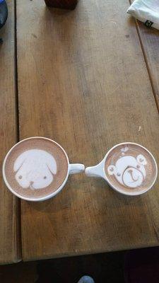 Bar Tender Fearless Freddy made hot chocolate with animal faces.